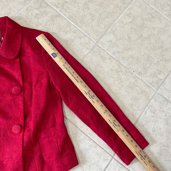 Talbots Red Blazer Jacket Double Breasted Jacquard Lined Women's Size M Career - Picture 10 of 13